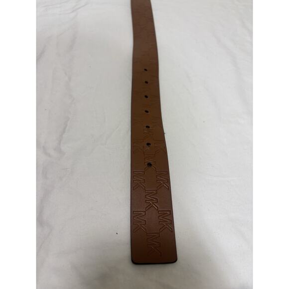 Vintage Michael Kors Unisex Brown Leather Belt Gold Hardware Size M Embossed - Picture 3 of 6